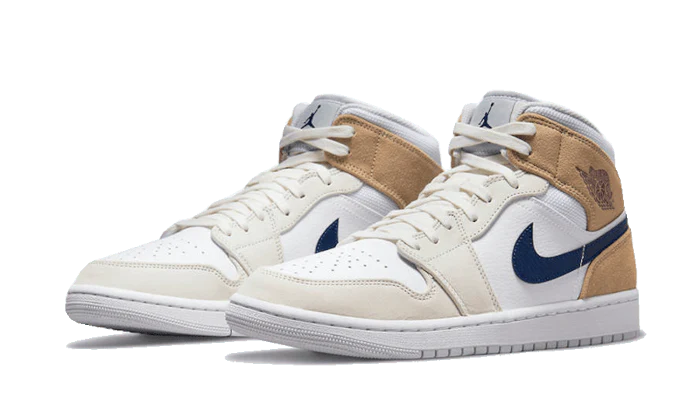 Air Jordan 1 Mid Tan Suede Navy - Image 2
