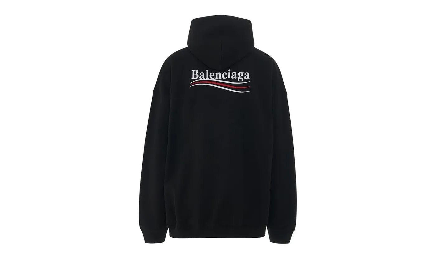 Balenciaga Political Campaign Large Fit Embroidery Hoodie Black - Image 2
