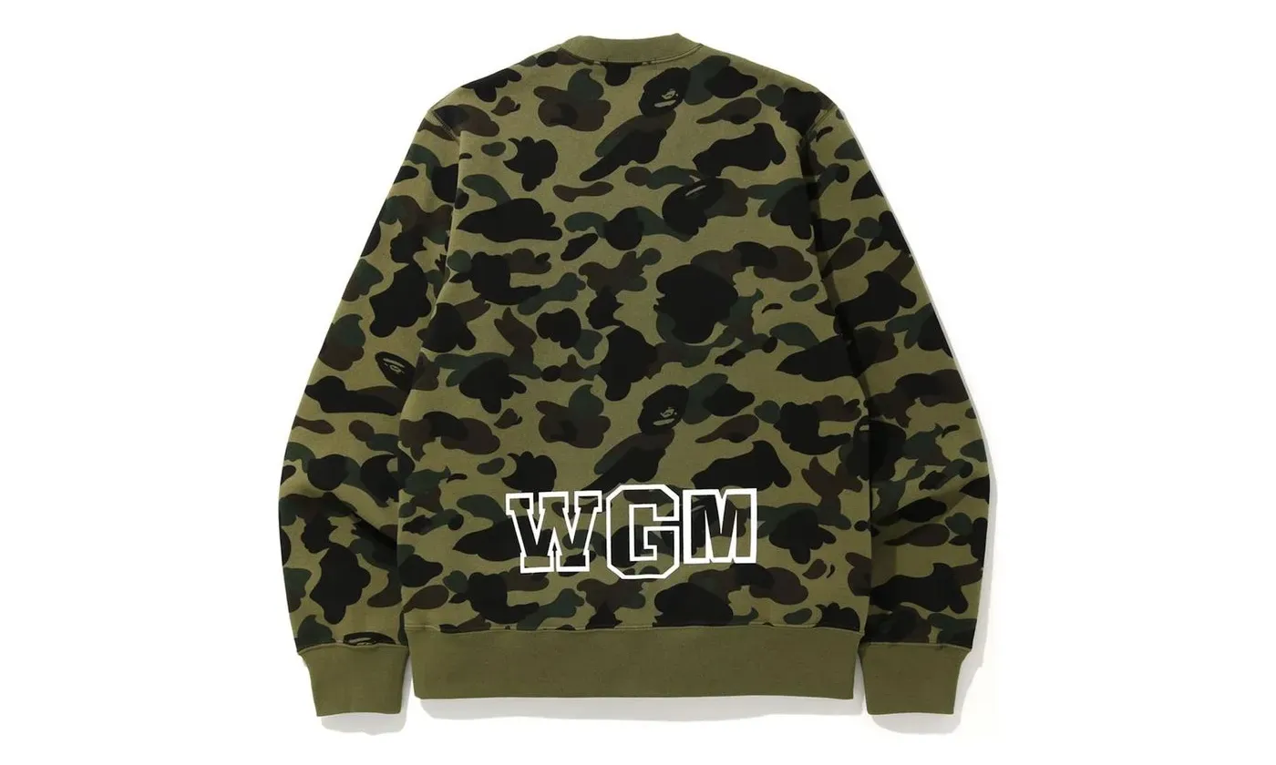BAPE 1st Camo White Shark Crewneck Green - Image 2