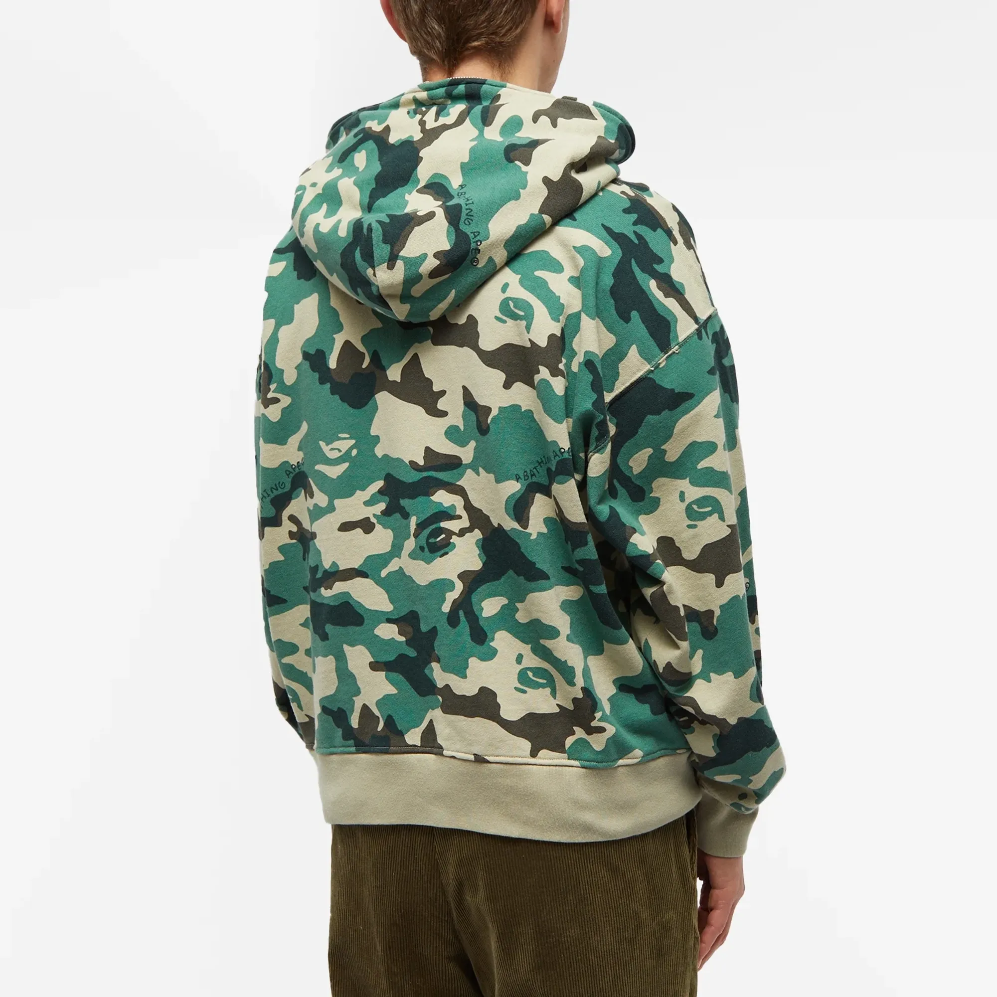 BAPE Woodland Camo Loose Fit Full Zip Hoodie Olive Drab - Image 3