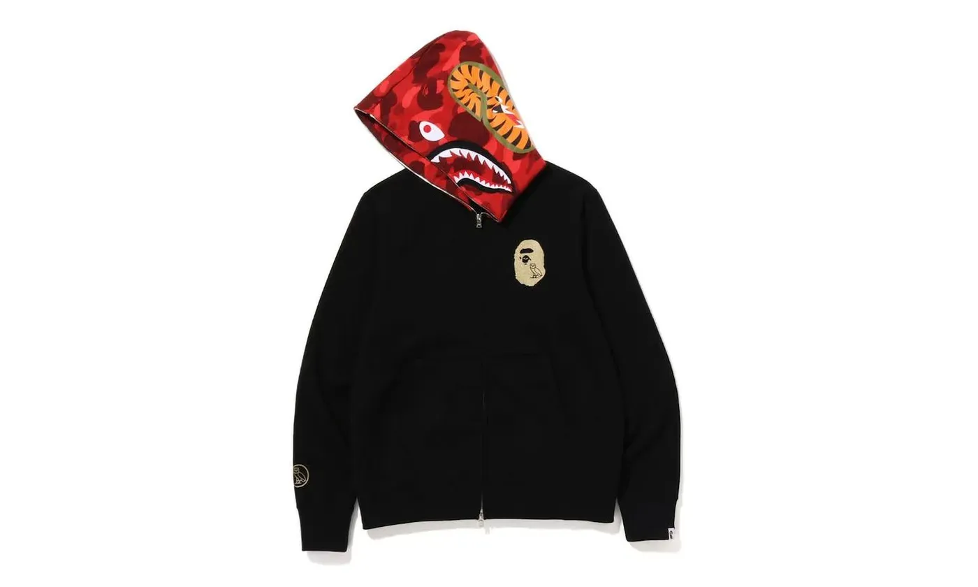 BAPE x OVO Shark Full Zip Hoodie Black - Image 2