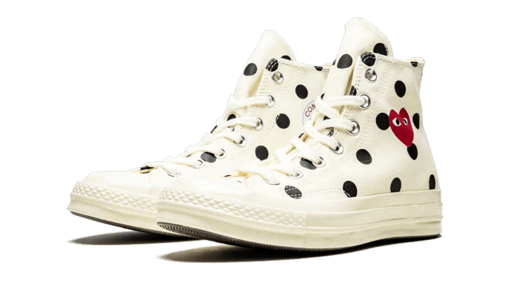 Comme des Garçons x Converse Chuck Taylor All-Star 70s Hi CDG PLAY Polka Dot White - Image 2