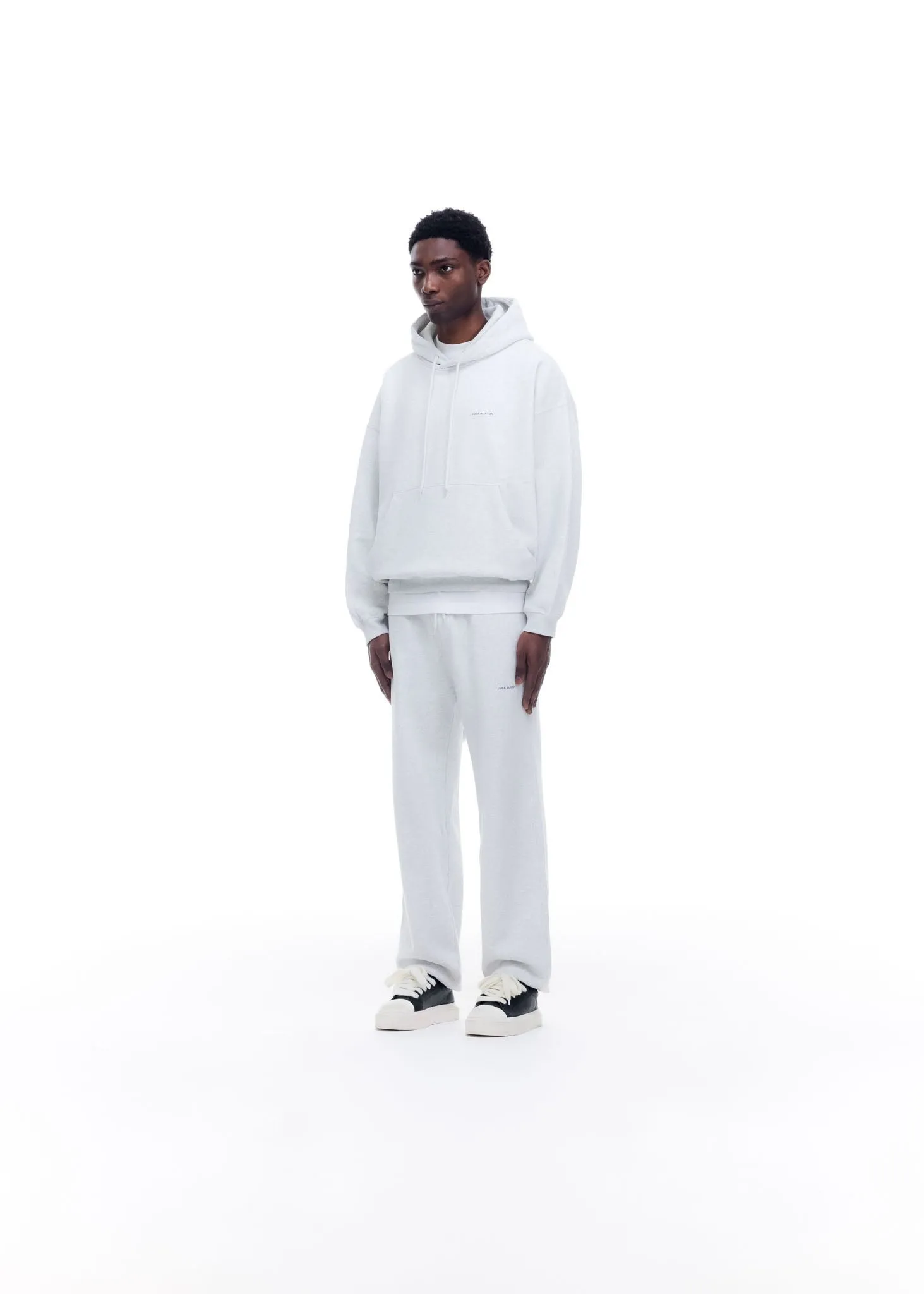 Cole Buxton Mini Logo Hoodie Light Grey Marl - Image 3
