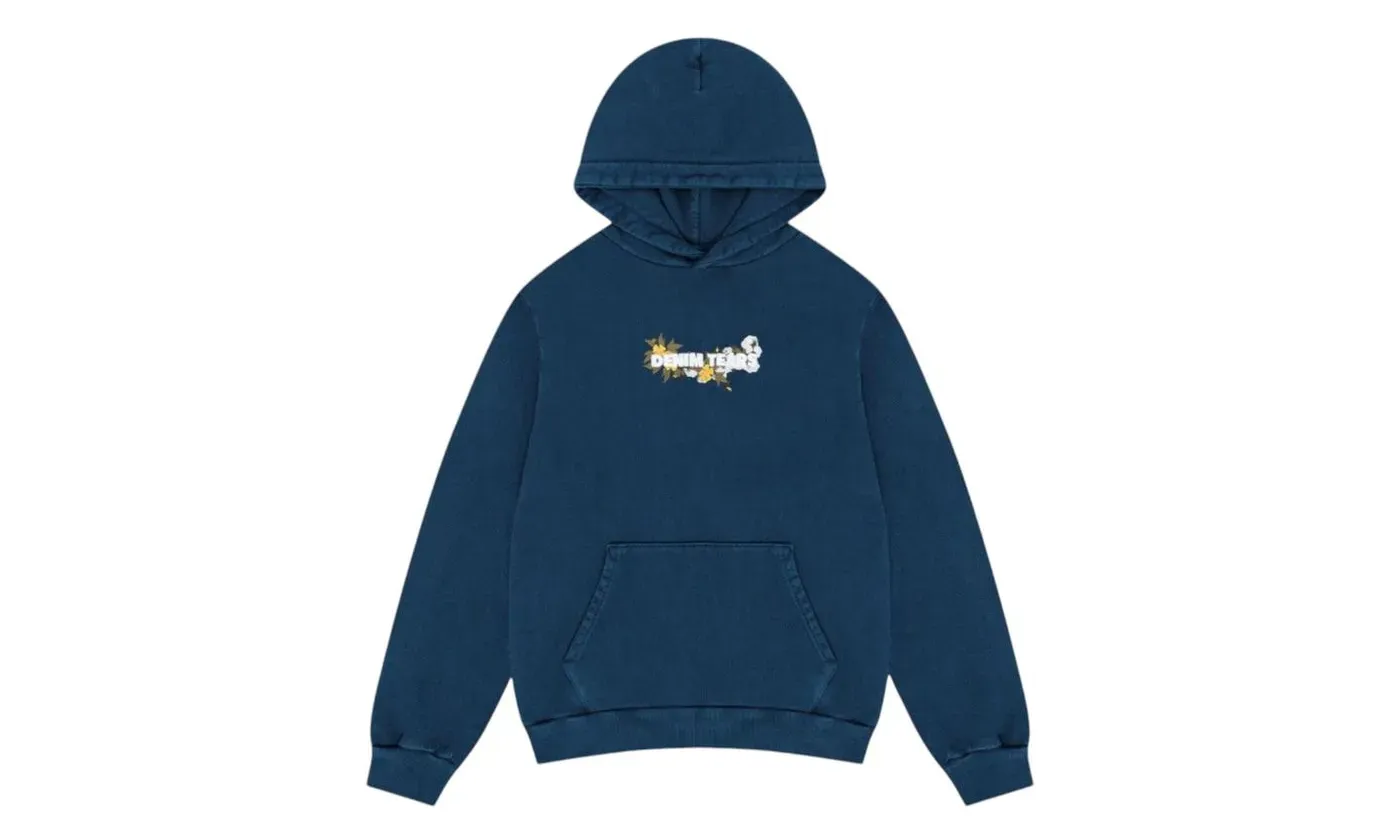 Denim Tears Floral Embroidered Logo Hoodie Navy