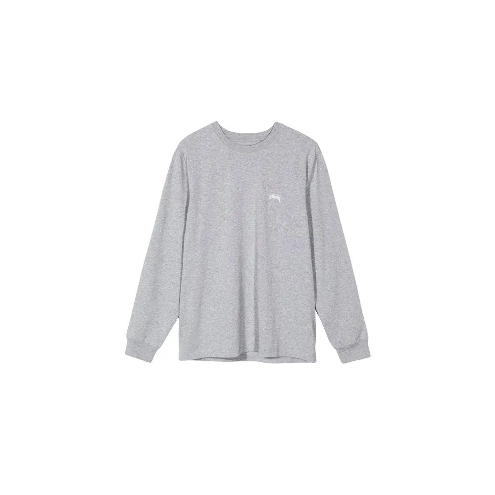 Stussy Stock Crew Long Sleeve T-Shirt Grey Heather