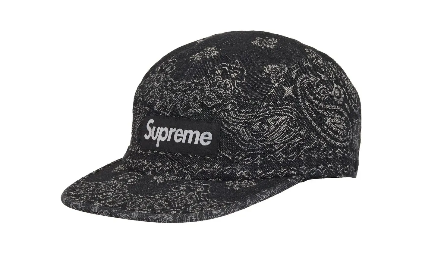Supreme Bandana Jacquard Denim Camp Cap Black