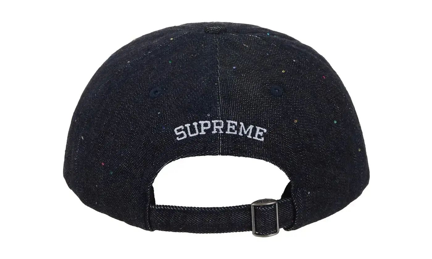 Supreme Sequin Denim Classic Logo 6-Panel Black - Image 2