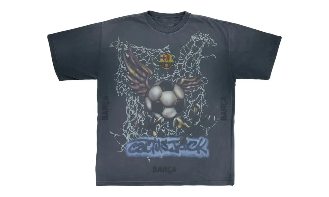 Travis Scott x FC Barcelona Washed Spray Logo Tee Black